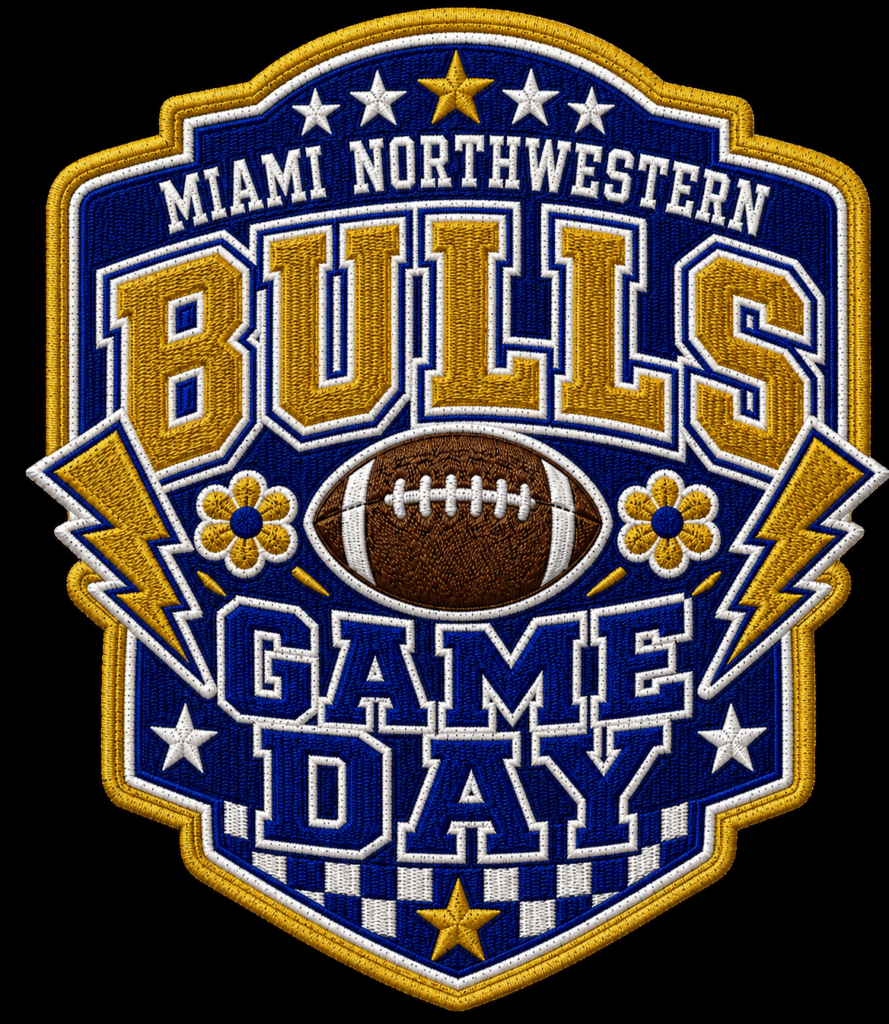 Miami Northwestern Bulls Game Day Patch — royal blue and gold artwork
