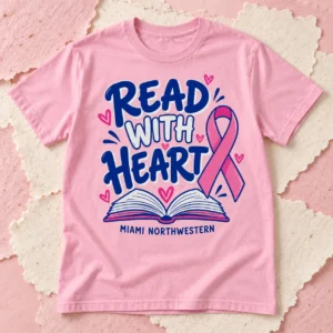 Pink Read with Heart Miami Northwestern tee mockup