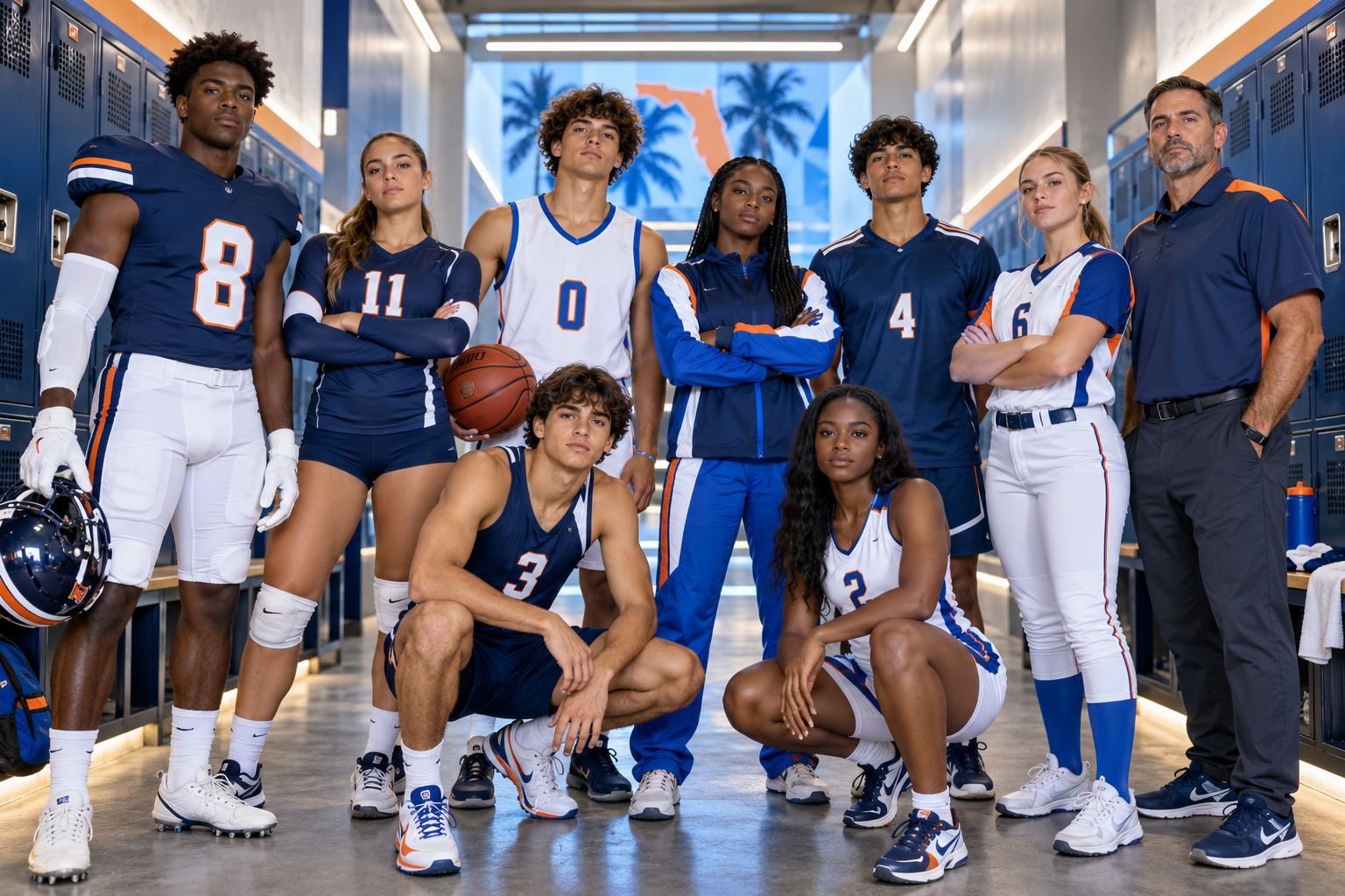 Coordinated custom athletic uniforms for a South Florida school program