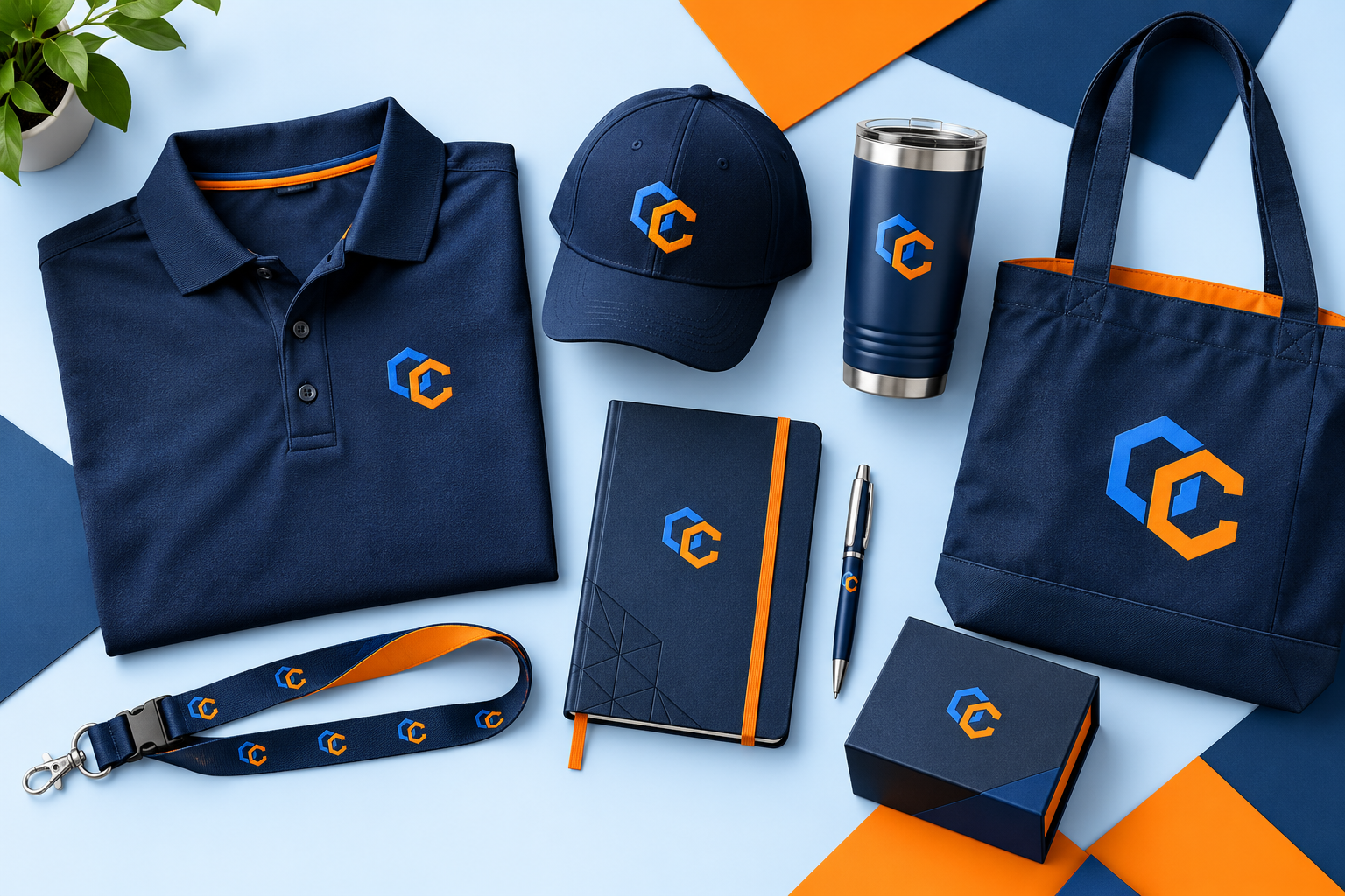 Coordinated corporate apparel and promotional product welcome kit
